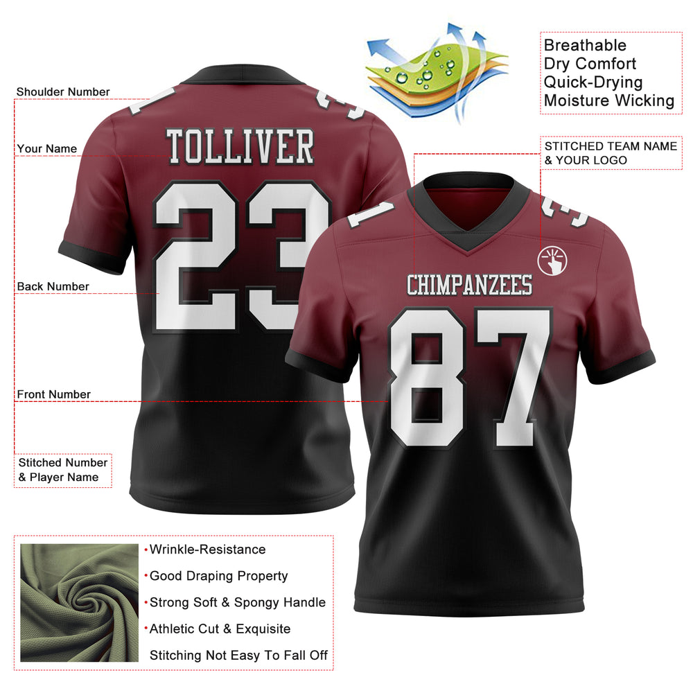 Custom Black Burgundy City Football White Jersey, Unique Football Jersey Design