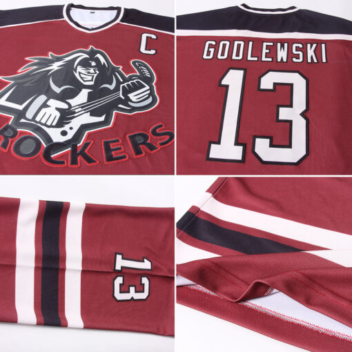 Custom Black Burgundy Hockey Cream Jersey, Customize A Hockey Jersey
