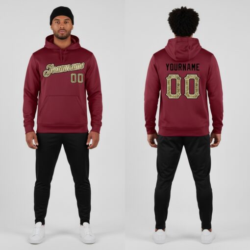 Custom Black Burgundy Hoodie, Personalized Embroidered Hoodie