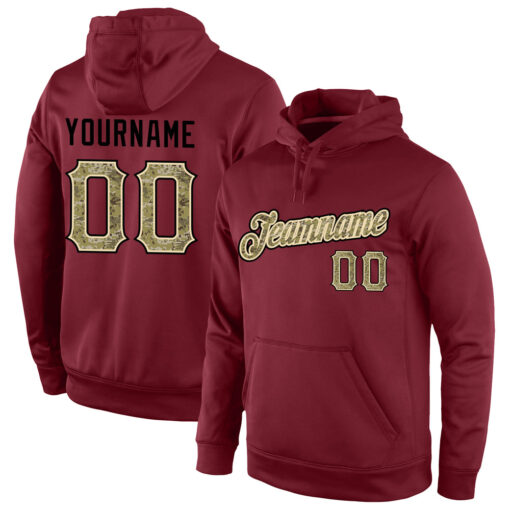 Custom Black Burgundy Hoodie, Personalized Embroidered Hoodie