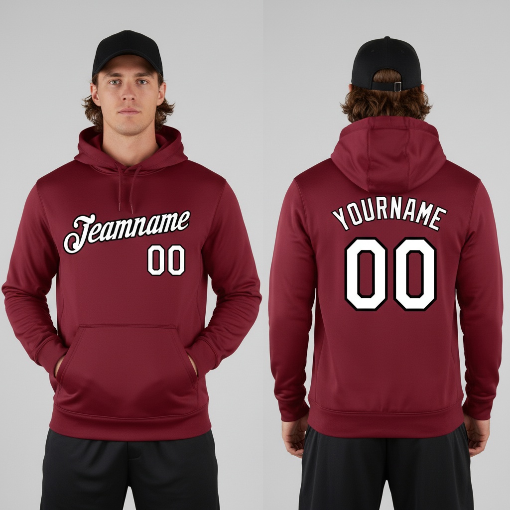 Custom Black Burgundy Hoodie, Premium Hoodie