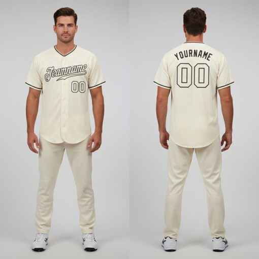 Custom Black Cream Baseball Cream Jersey, Baseball Jersey Design