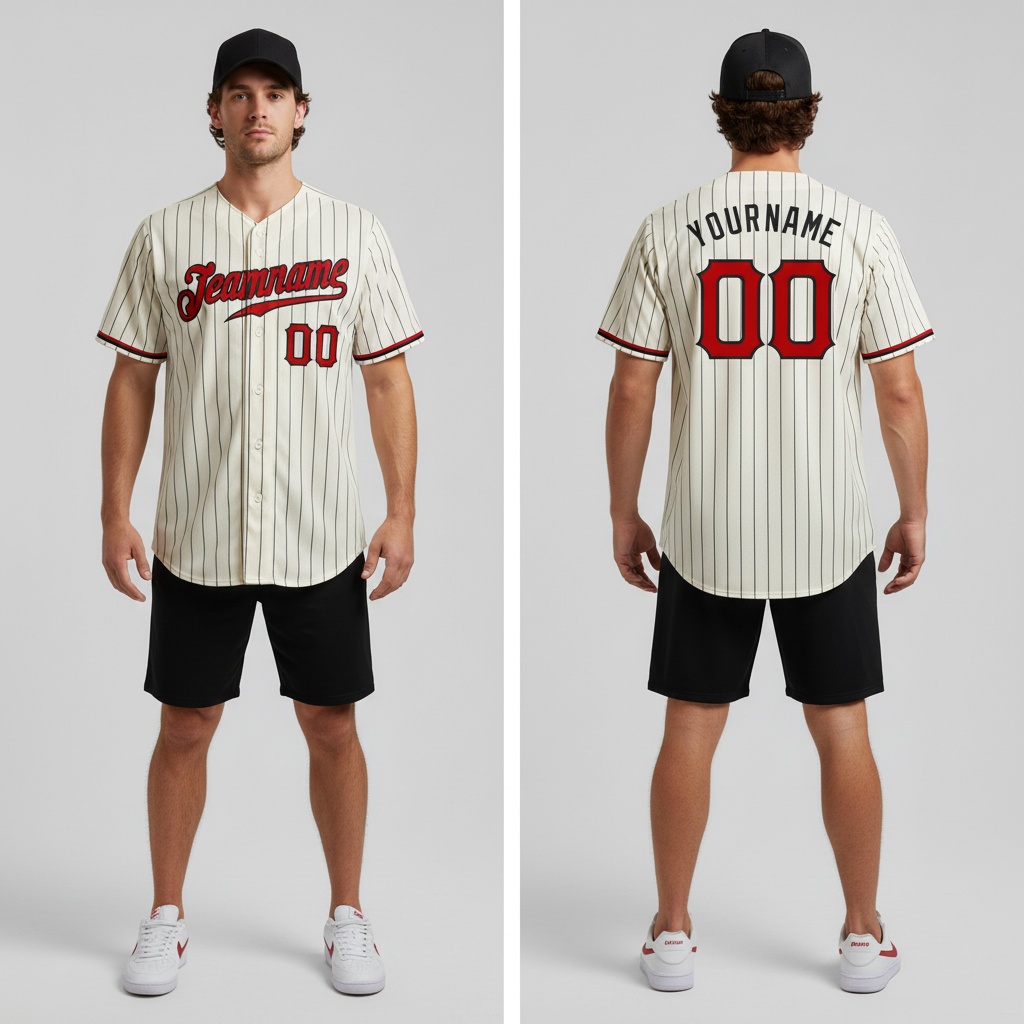 Custom Black Cream Baseball Red Jersey, Baseball Jersey Designs
