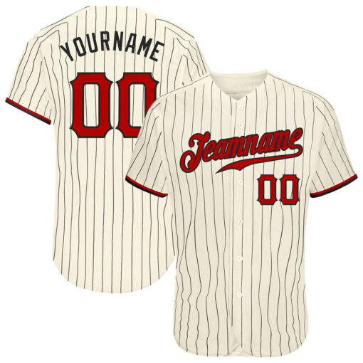 Custom Black Cream Baseball Red Jersey, Baseball Jersey Designs