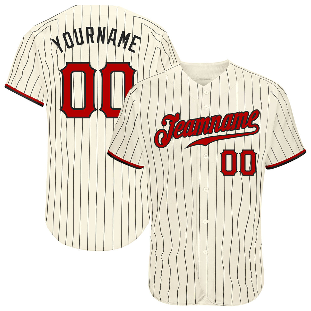 Custom Black Cream Baseball Red Jersey, Baseball Jersey Designs