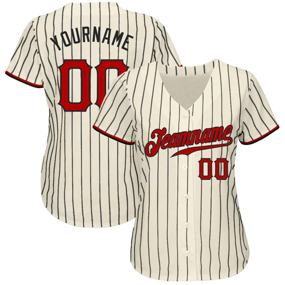 Custom Black Cream Baseball Red Jersey, Baseball Jersey Designs