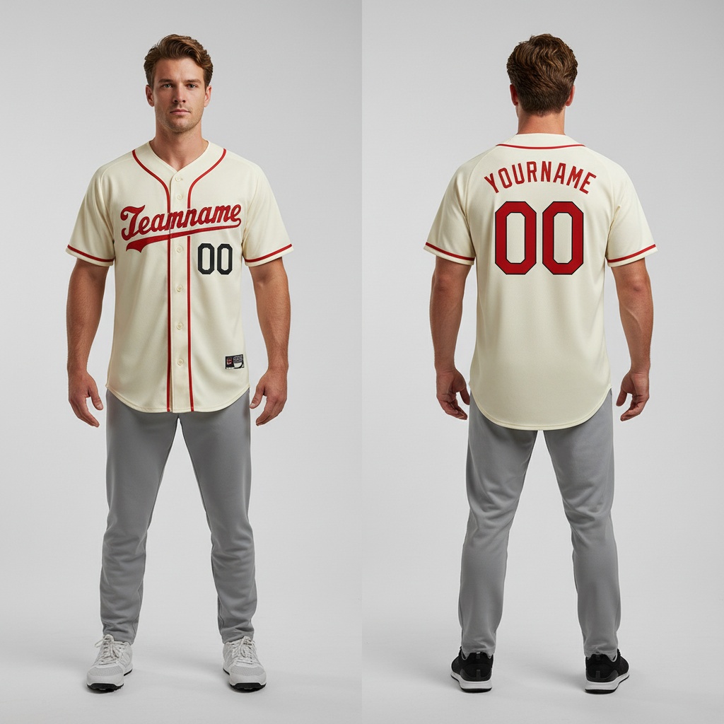 Custom Black Cream Baseball Red Jersey, Design Custom Baseball Jerseys