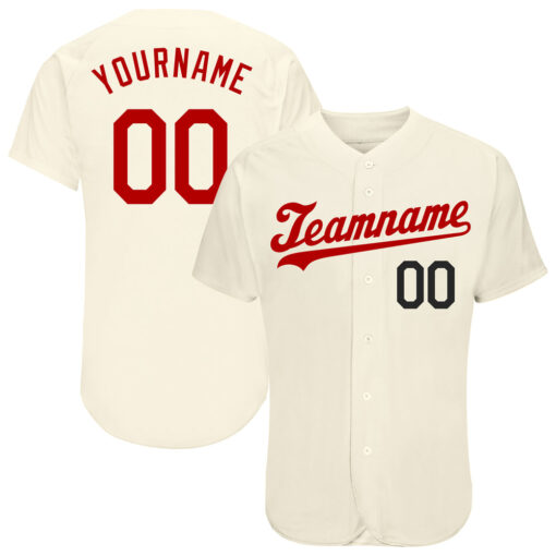 Custom Black Cream Baseball Red Jersey, Design Custom Baseball Jerseys