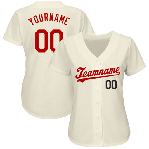 Custom Black Cream Baseball Red Jersey, Design Custom Baseball Jerseys