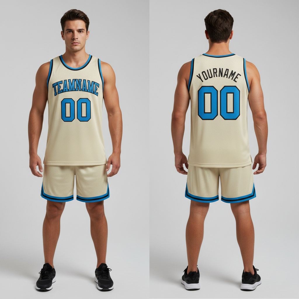 Custom Black Cream Basketball Blue Jersey, Best Basketball Jersey Design
