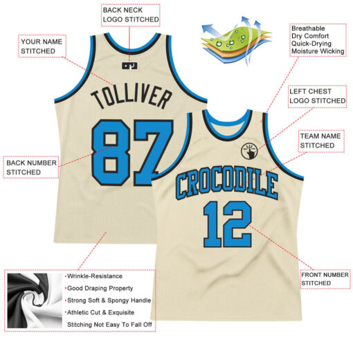 Custom Black Cream Basketball Blue Jersey, Best Basketball Jersey Design
