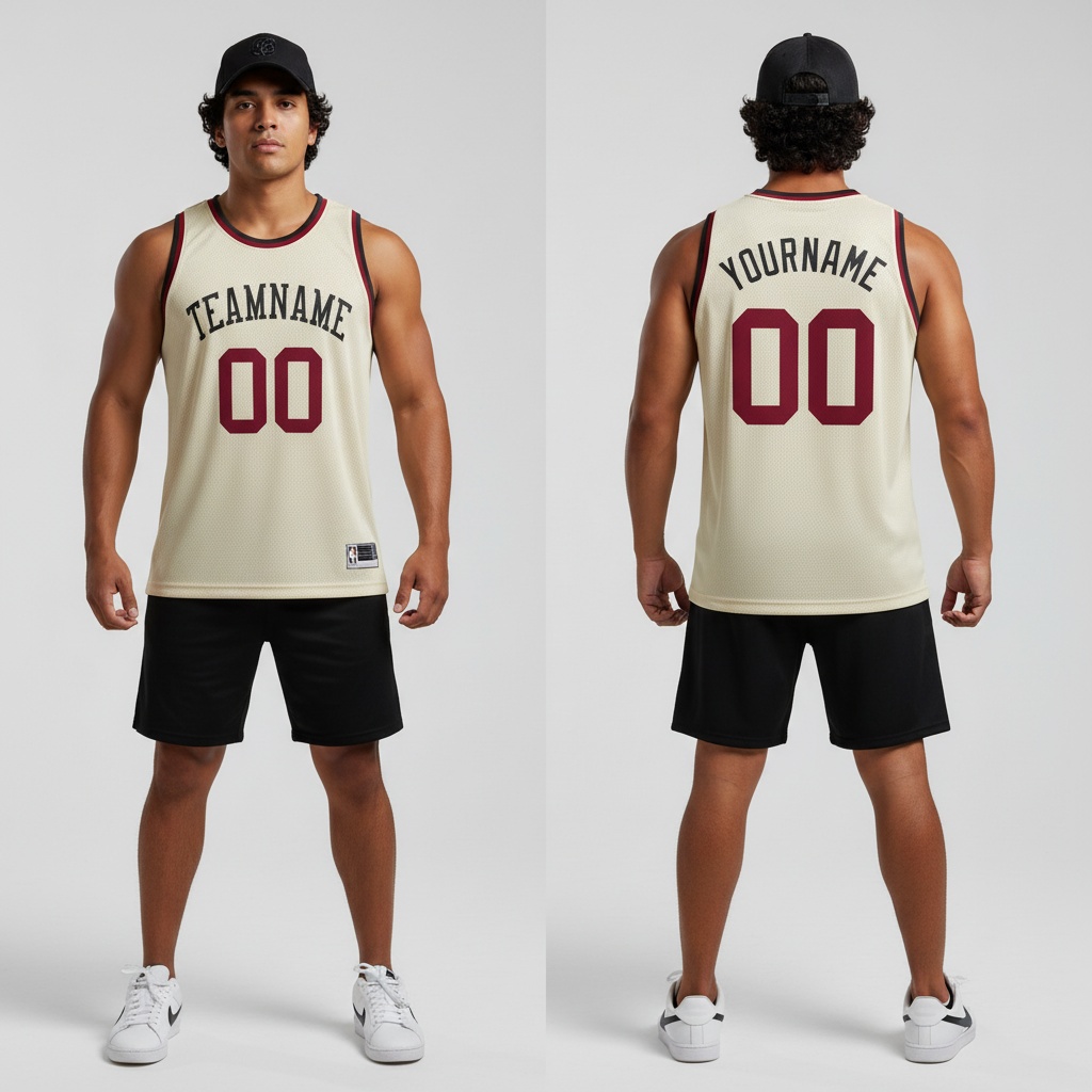 Custom Black Cream Basketball Maroon Jersey, Custom Basketball Jersey Design