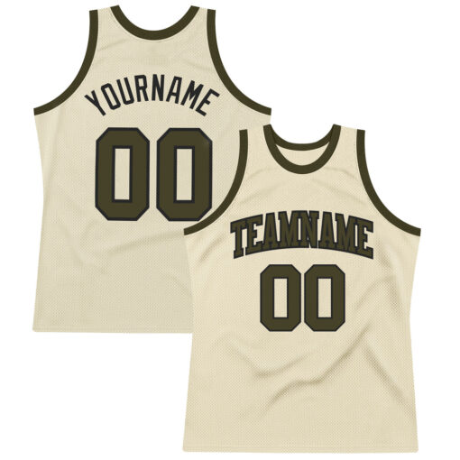 Custom Black Cream Basketball Olive Jersey, Design Basketball Jerseys