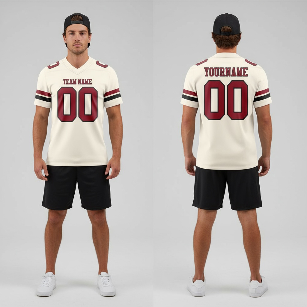 Custom Black Cream City Football Cardinal Jersey, Football Jersey Design