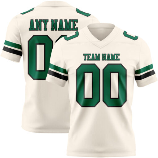 Custom Black Cream City Football Kelly Green Jersey, Custom Football Jersey Design
