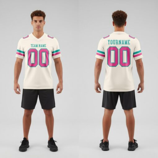 Custom Black Cream City Football Pink Jersey, Personalized Football Jersey