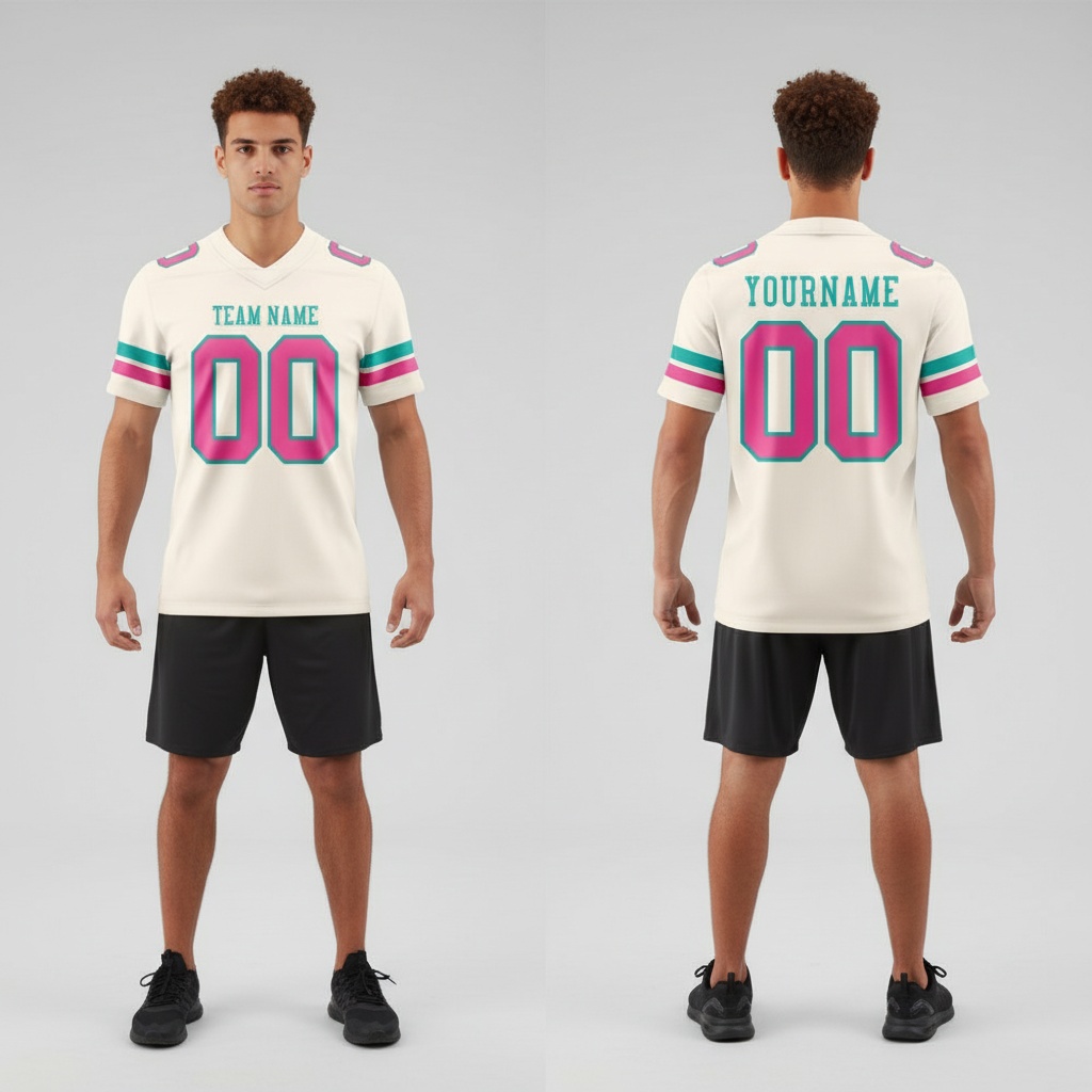 Custom Black Cream City Football Pink Jersey, Personalized Football Jersey