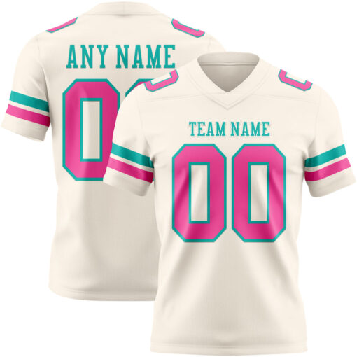 Custom Black Cream City Football Pink Jersey, Personalized Football Jersey