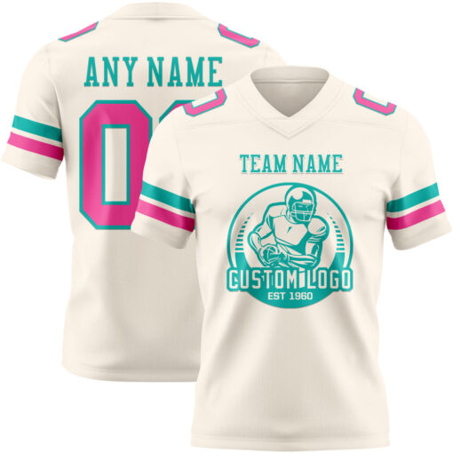 Custom Black Cream City Football Pink Jersey, Personalized Football Jersey