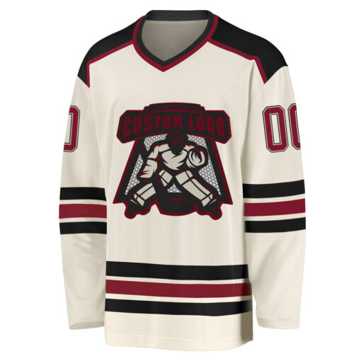 Custom Black Cream Hockey Crimson Jersey, Design Your Own Hockey Uniform