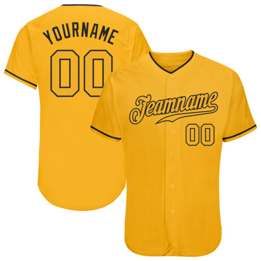 Custom Black Gold Baseball Gold Jersey, Custom Vintage Baseball Uniforms
