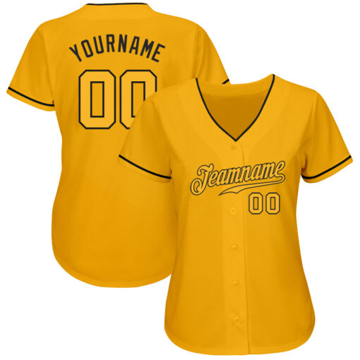 Custom Black Gold Baseball Gold Jersey, Custom Vintage Baseball Uniforms