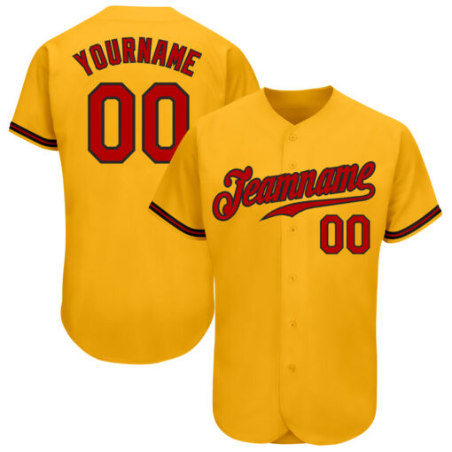 Custom Black Gold Baseball Red Jersey, Custom Baseball Jerseys For Teams
