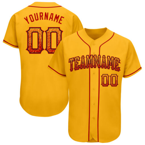 Custom Black Gold Baseball Red Jersey, Custom Baseball Team Jerseys