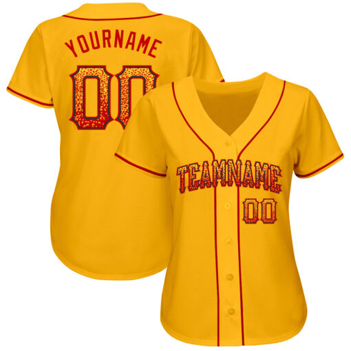 Custom Black Gold Baseball Red Jersey, Custom Baseball Team Jerseys