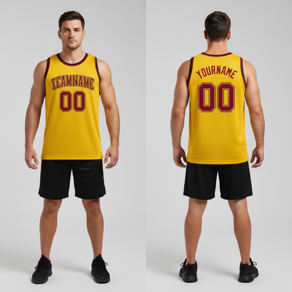 Custom Black Gold Basketball Maroon Jersey, Customize Your Own Basketball Jersey