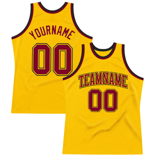 Custom Black Gold Basketball Maroon Jersey, Customize Your Own Basketball Jersey