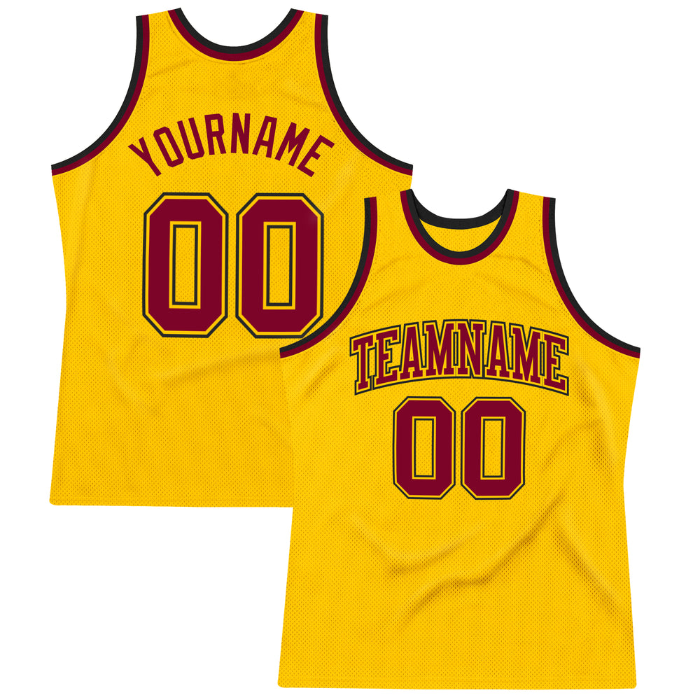 Custom Black Gold Basketball Maroon Jersey, Customize Your Own Basketball Jersey