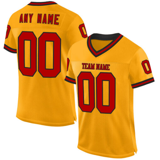 Custom Black Gold Football Red Jersey, Custom Football Jerseys
