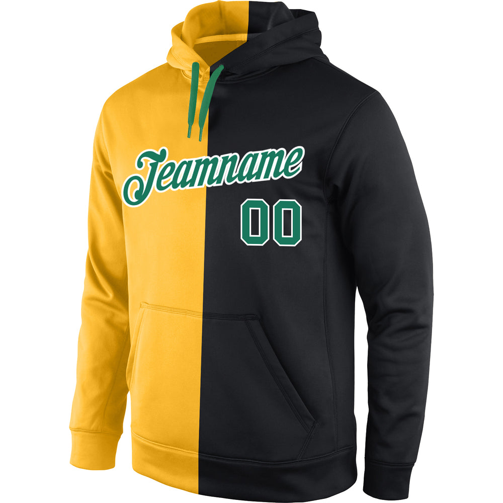 Custom Black Gold Hoodie Kelly Green Hoodies, High Quality Custom Embroidered Hoodies