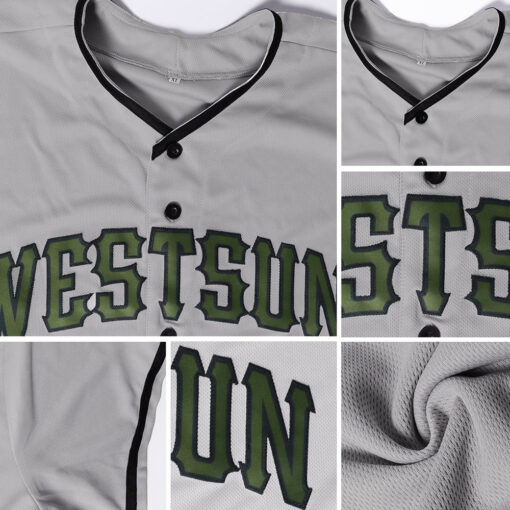 Custom Black Gray Baseball Olive Jersey, Custom Baseball Team Uniforms