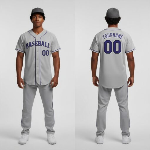 Custom Black Gray Baseball Purple Jersey, Customize Your Own Baseball Uniform