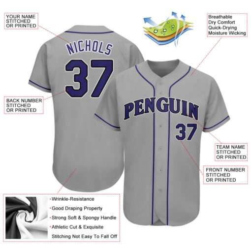 Custom Black Gray Baseball Purple Jersey, Customize Your Own Baseball Uniform