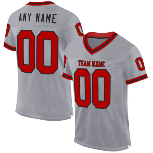 Custom Black Gray Football Red Jersey, Design My Own Basketball Uniform