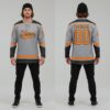 Custom Black Gray Hockey Bay Orange Jersey, Cheap Custom Hockey Jerseys