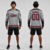 Custom Black Gray Hockey Crimson Jersey, Hockey Jersey Customization