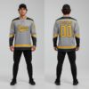 Custom Black Gray Hockey Gold Jersey, Custom Hockey Uniforms