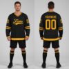 Custom Black Hockey Gold Jersey, Hockey Jersey Customization