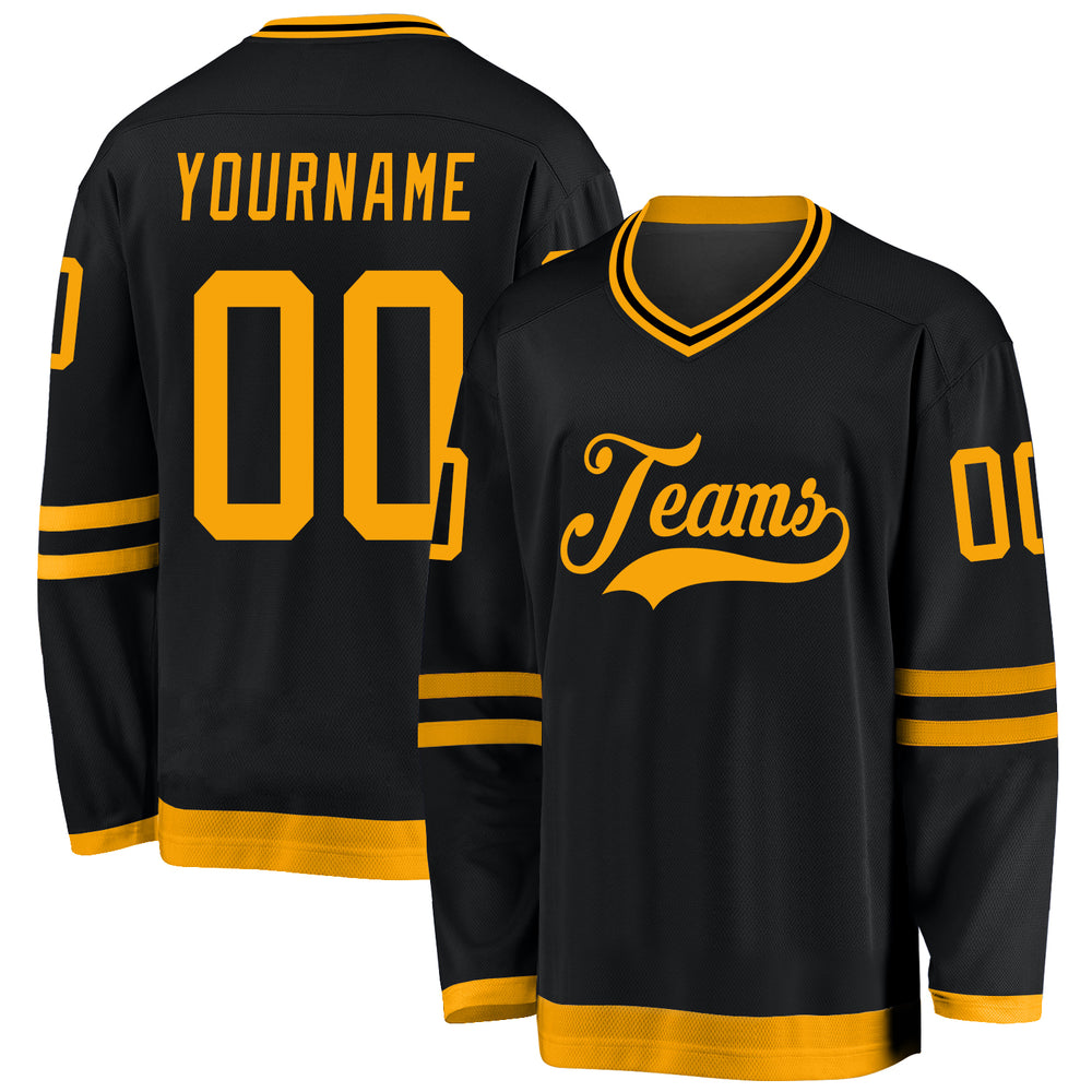 Custom Black Hockey Gold Jersey, Hockey Jersey Customization