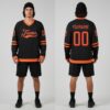 Custom Black Hockey Orange Jersey, Custom Hockey Uniforms