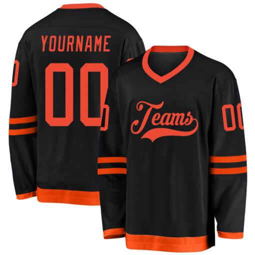 Custom Black Hockey Orange Jersey, Custom Hockey Uniforms