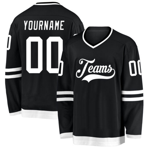 Custom Black Hockey White Jersey, Custom Hockey Team Uniforms