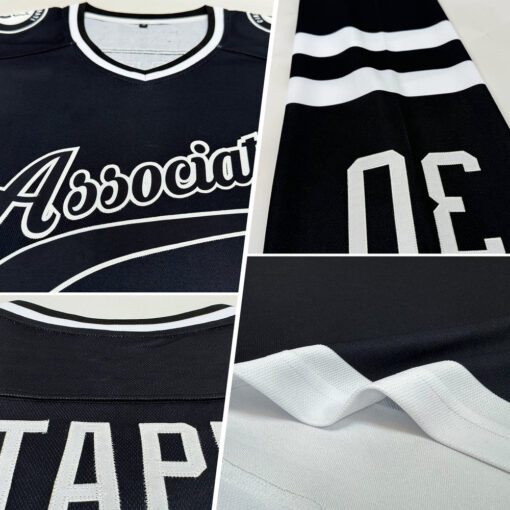 Custom Black Hockey White Jersey, Custom Hockey Team Uniforms