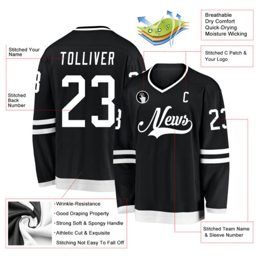 Custom Black Hockey White Jersey, Custom Hockey Team Uniforms
