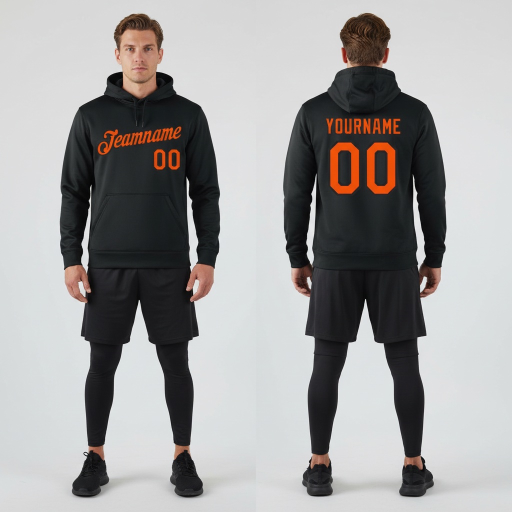 Custom Black Orange Hoodies, Best Selling Hoodies