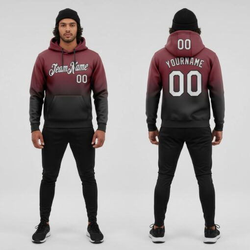 Custom Black Hoodie White Fade Fashion, Premium Custom Hoodies